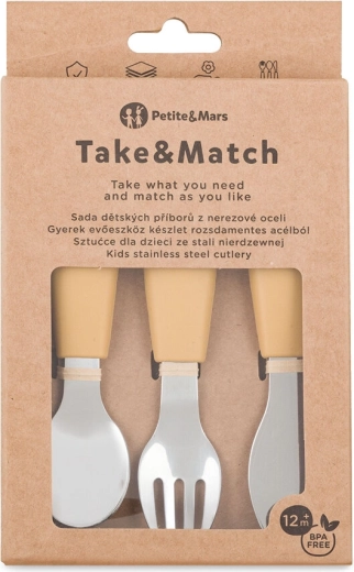 Petite&Mars bērnu galda piederumu komplekts Take&Match Intense Ochre 12m+