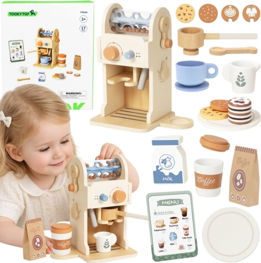 Tooky Toy koka bērnu kafijas automāts – baristas komplekts
