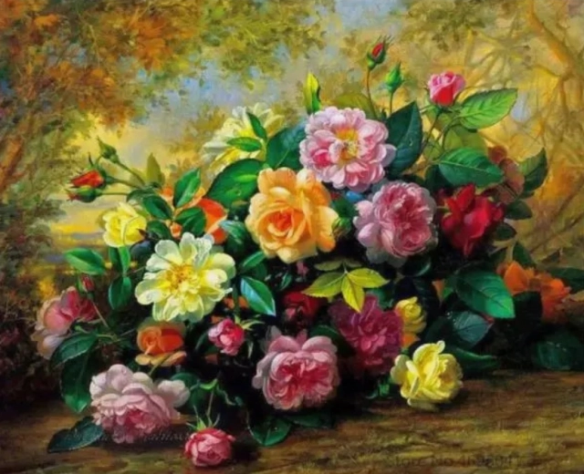 Dimantu gleznošana Bagātīgs pušķis 30 × 40 cm