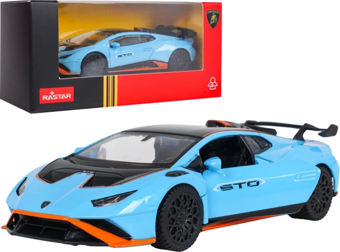 Metal Lamborghini Huracán STO RASTAR model, 1:43 scale, blue