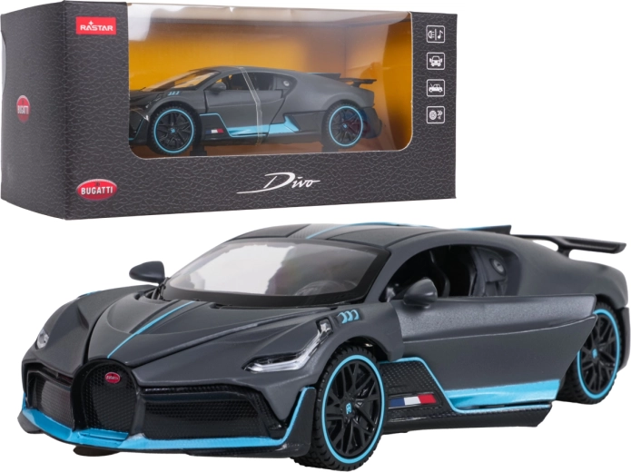 Metāla Bugatti Divo modelis mērogā 1:32, pelēks RASTAR