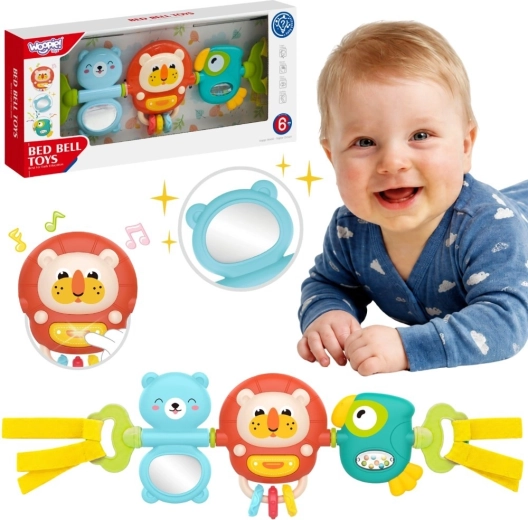 Woopie Baby sensory hanging panel for stroller and crib with rattle and mirror 6m+