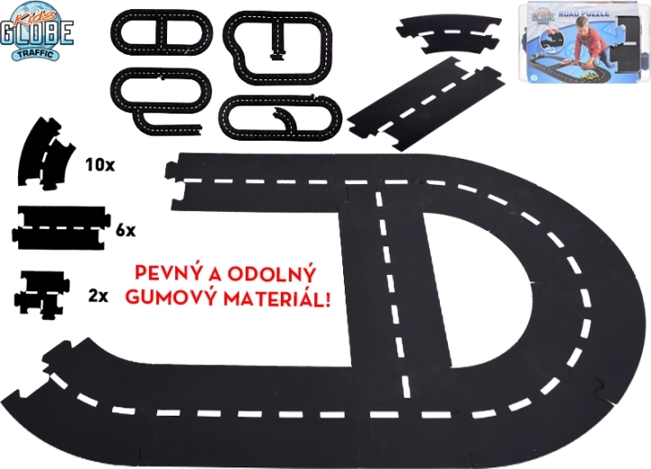 Kids Globe Traffic autodroms – elastīga gumijas šoseja, 18 detaļas