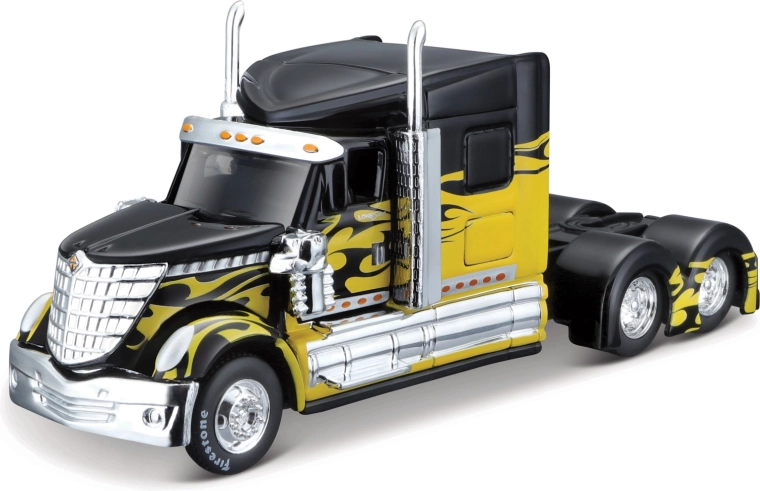Maisto Design Custom Rigs International Lone Star melni dzeltens 1:64