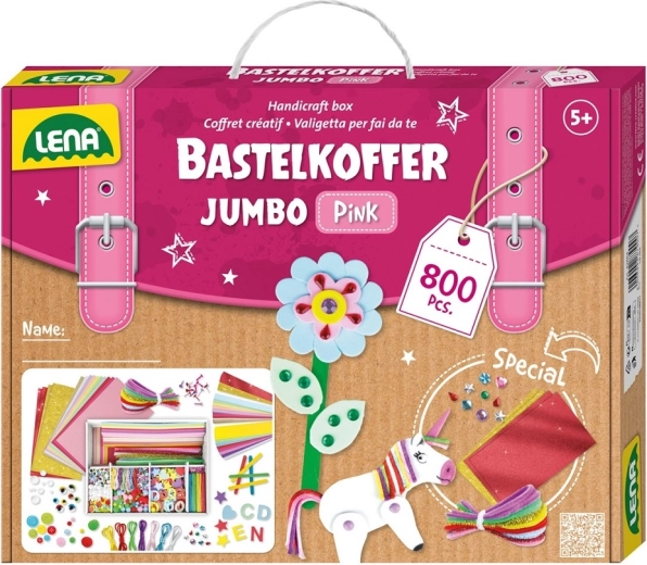 LENA radošais koferītis mazajiem meistariem, rozā, 800 gab.