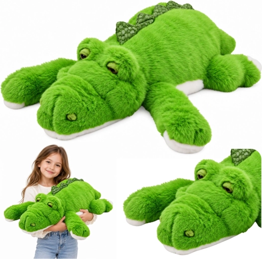 Zaļš plīša krokodils ar noslogotām ķepām, 75 cm