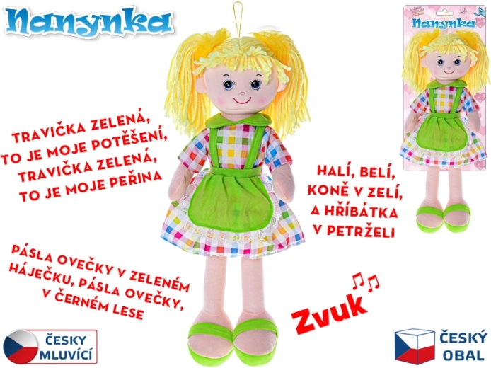 Runājoša un dziedoša auduma lelle Nanynka 50 cm