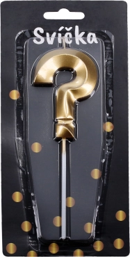 Zelta ballīšu svece jautājuma zīmes formā