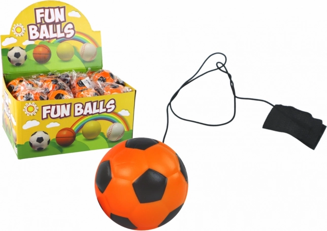 Futbola bumbiņa ar gumiju jo-jo 6 cm, oranža