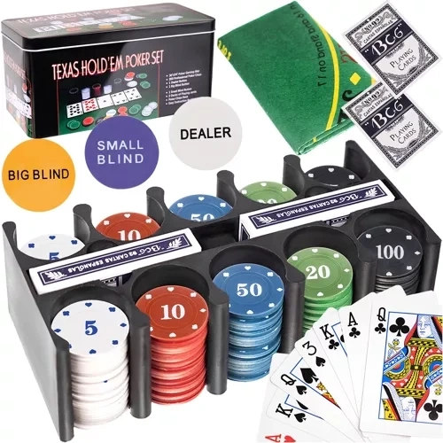 Malatec Texas Hold'em poker set in a metal tin (200 chips)