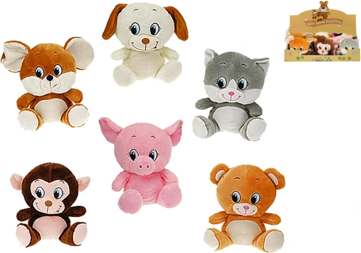 Plush sitting animal 15 cm (8 types) - 1 piece