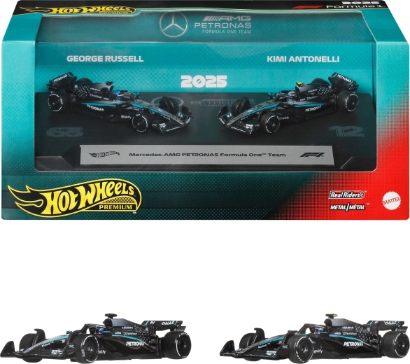 Hot Wheels Premium Formula 1 Mercedes-AMG Petronas Kimi Antonelli and George Russell - 2 pieces