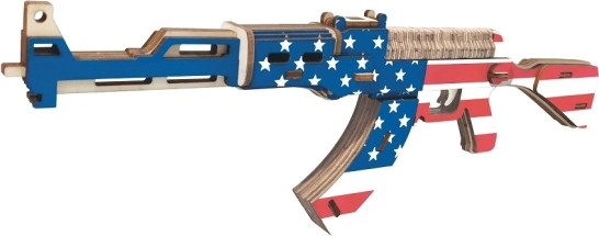 Koka 3D puzle Automāts AK47 Amerikas karogs