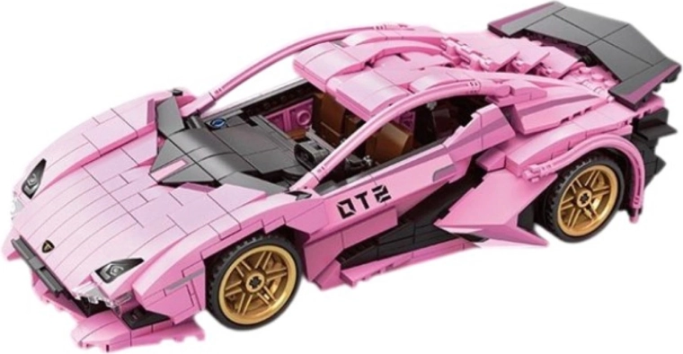 Pink Sports Car Building Set, 702 Pieces