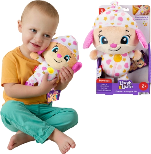 Fisher-Price Mācies un smejies! interaktīva plīša kucēna māsiņa – muzikāls nomierinošs mīļmantiņš