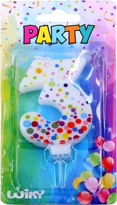 Ballītes svece cipars 3 ar punktiem