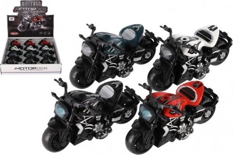 Mini motocikls, metāls/plastmasa, ar atvilkšanas mehānismu - 4 krāsas