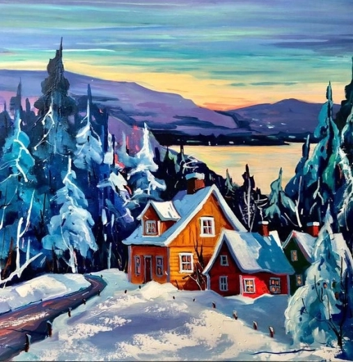 Norimpex Gleznošana pēc numuriem Ziemas māja 40 × 50 cm