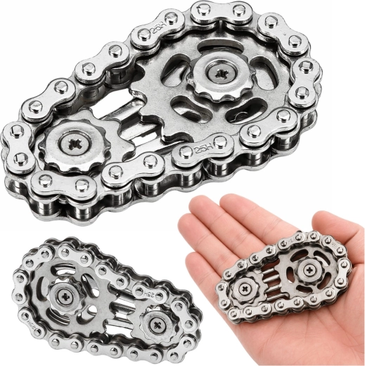 Antistresa fidget spinneris – nerūsējošā tērauda ķēde, sudraba krāsā