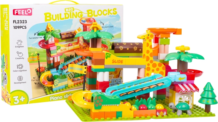 Safari būvkomplekts ar lodīšu trasi un pianīnu (109 detaļas)