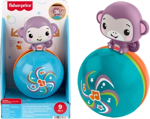 Fisher-Price violeta pērtiķīša bumba rāpošanai