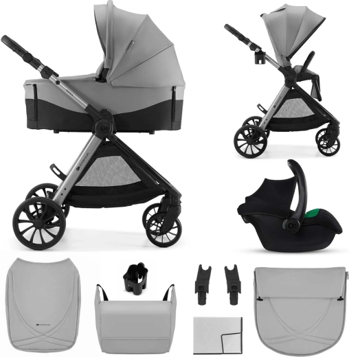Kinderkraft vesto 2 kombinētie rati 3v1 pelēki
