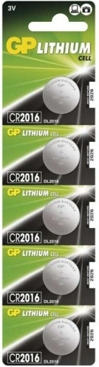 GP CR2016 lithium coin battery, 5 pcs