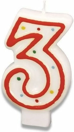 Kūkas svece cipars 3, 7,3 cm