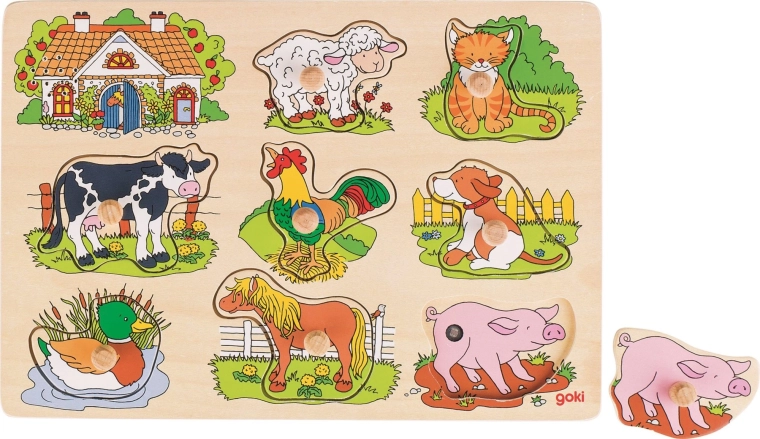 Goki wooden puzzle with animal sounds