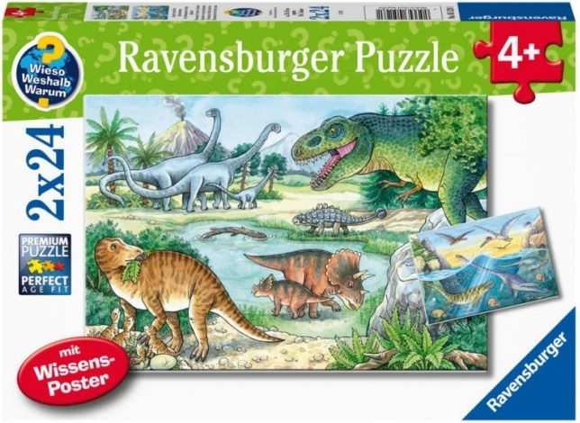 Puzles Dinozauru pasaule 2x24 gabaliņi no Ravensburger