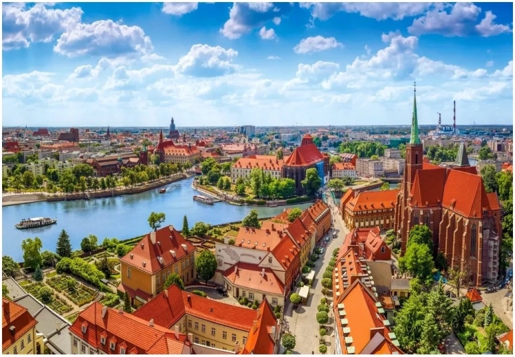 Puzzle Gaisa skats uz Vroclavu 1000 detaļu CASTORLAND