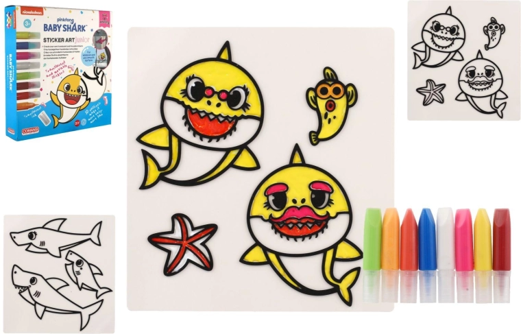 Baby Shark radošais komplekts logu uzlīmēm un krāsošanai ar krāsām