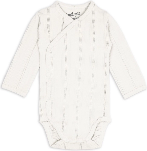 Lodger baby wrap bodysuit with long sleeves Pointelle cream, size 62