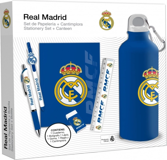 Dāvanu komplekts REAL MADRID – pudele 650 ml, piezīmju bloks un pildspalva