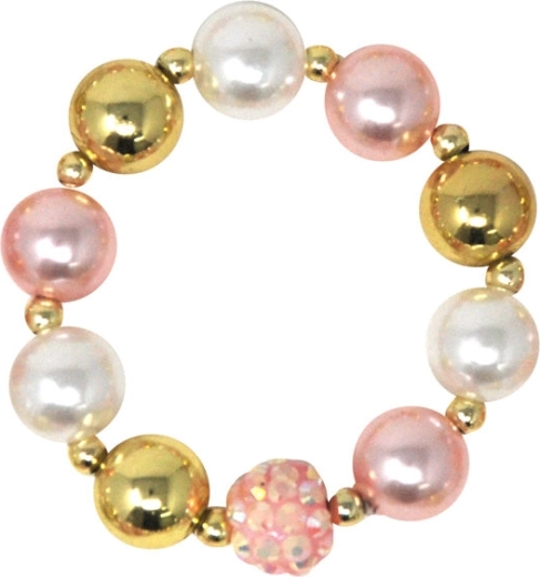 Rose-gold kids' bracelet made of faux pearls Pink Poppy