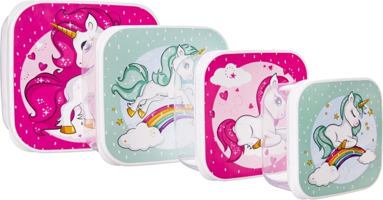 Set of kids’ snack boxes with unicorn design (4 pcs)