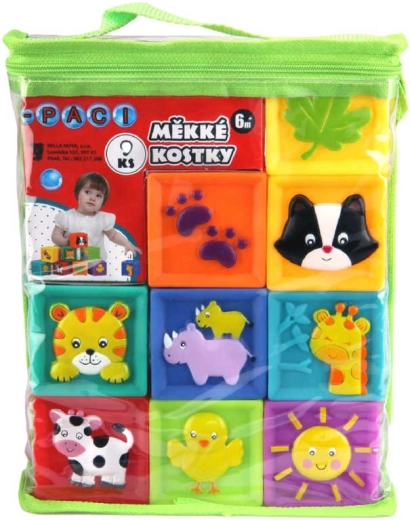 Soft Squeaky Paci-Paci Animal Cubes - 9 pcs