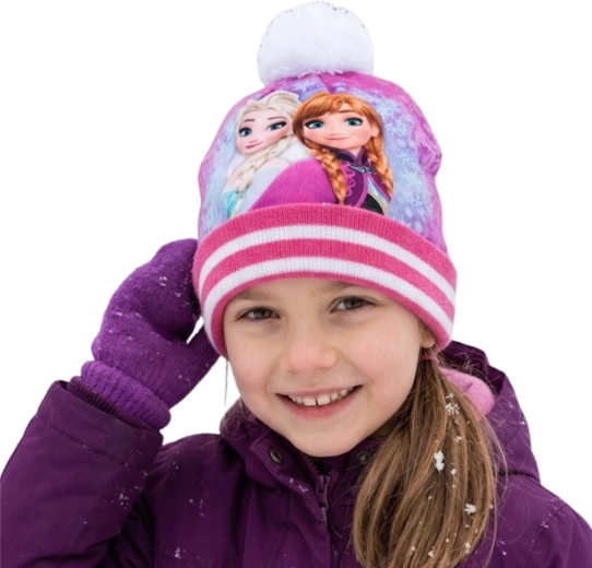 Children's Disney Frozen Elsa and Anna Winter Beanie with Pom-Pom