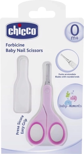 Chicco bērnu nagu šķērītes ar apaļu galu, rozā