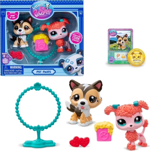 Hasbro Littlest Pet Shop Pet Pairs Jump n' Joy komplekts ar suņu figūriņām un piederumiem