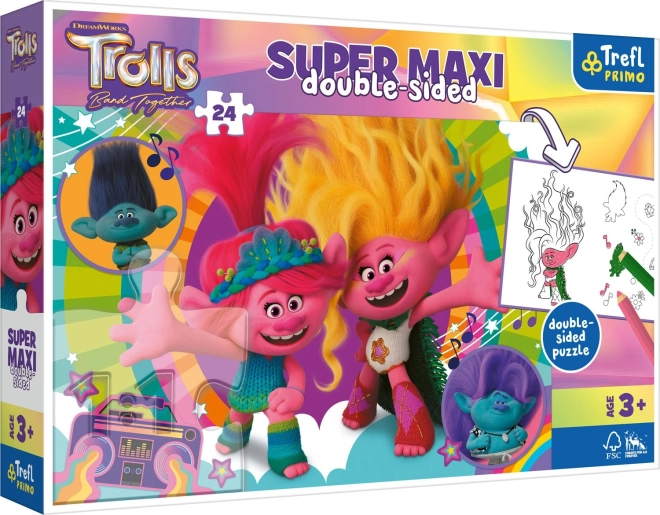 Double-sided puzzle TREFL Trolls 3 Happy Troll Day SUPER MAXI 24 pieces