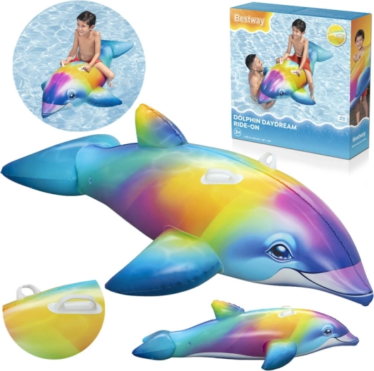 Bestway piepūšamais jāšanas delfīns ūdenim, daudzkrāsains, 168 × 66 cm