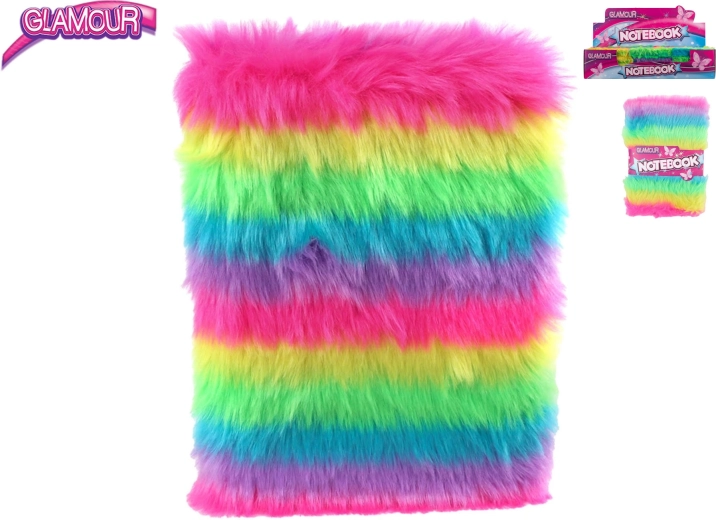 Glamour rainbow plush notebook A5, 80 pages