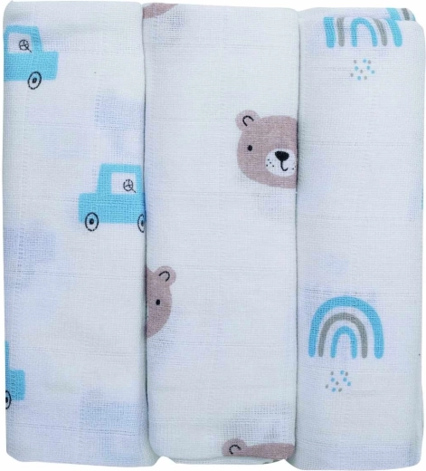 FreeON Bubaba muslīna auduma autiņi Teddy 3 gab.