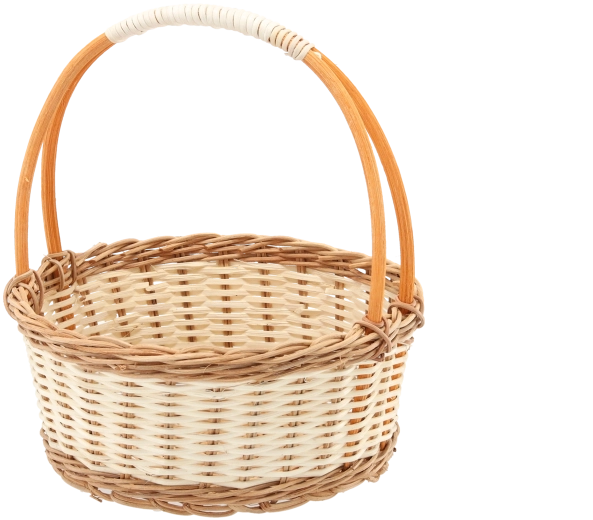 Rotangpaliktnis ar rokturi dabīgā krāsā ar baltiem akcentiem 25 × 11/27 cm