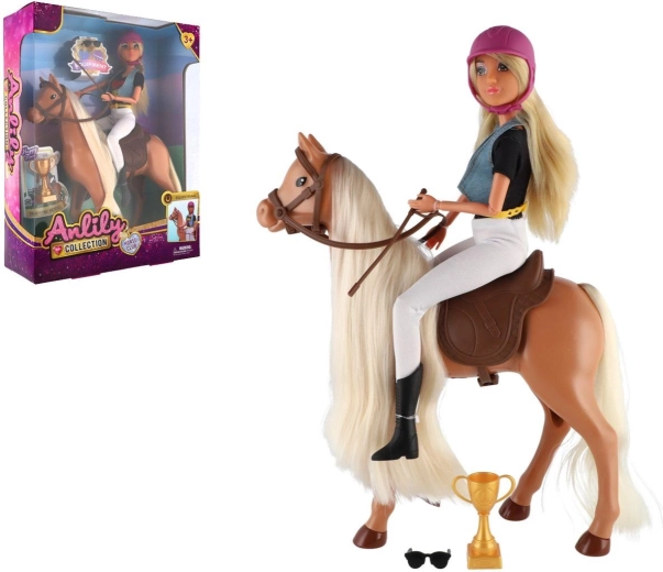 ANLILY Jockey Doll with Horse, articulated, with accessories