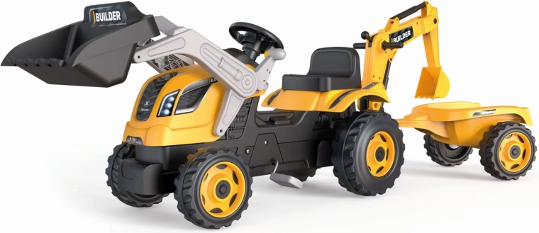 Builder Max Pedal Tractor with Digger and Trailer