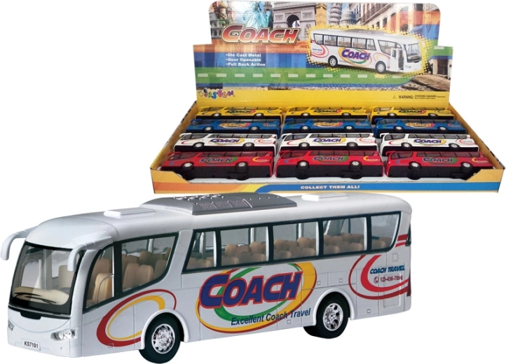 Metāla autobusa modelis ar inerces piedziņu, 4 varianti