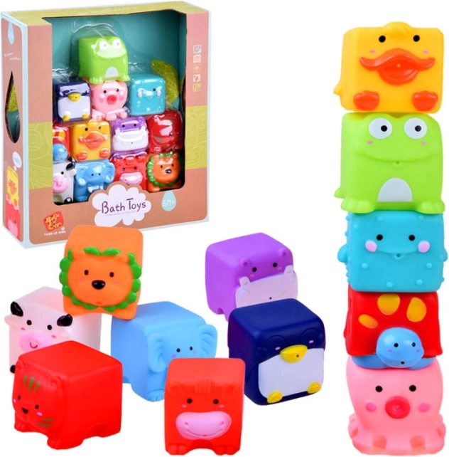 Gumijas vannas dzīvnieciņu rotaļlietas, 12 gabali