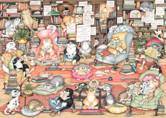 Ravensburger puzle Crazy Cats: Bingley grāmatu klubs, 1000 gabalu
